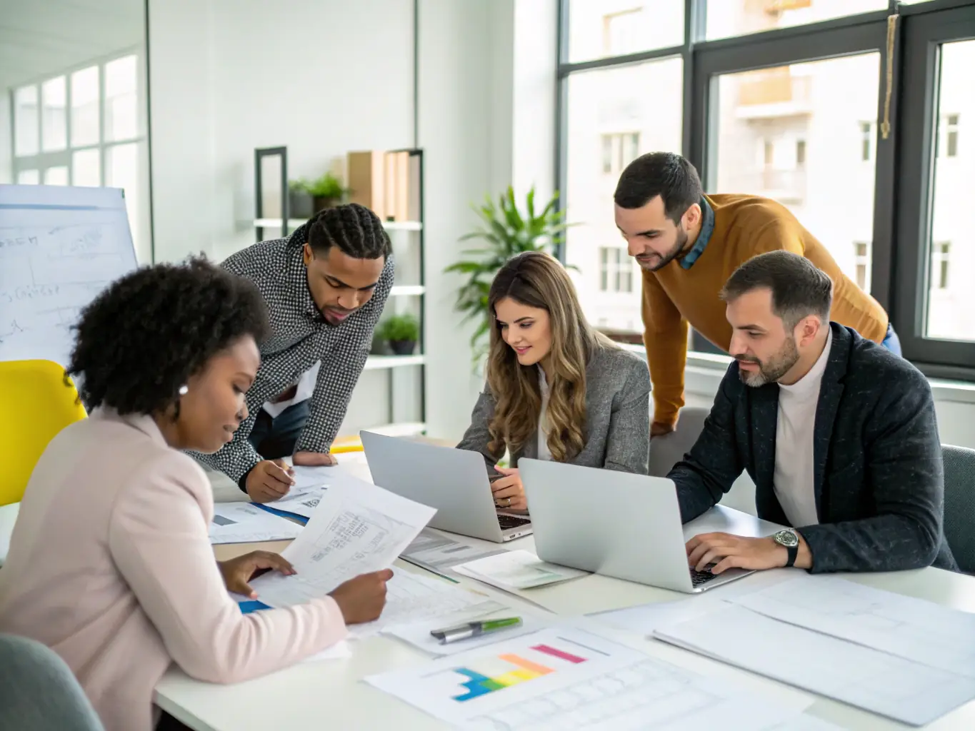 An image showing a professional team analyzing vehicle export logistics with international shipping containers in the background, symbolizing Dual Drive's expertise in vehicle export consulting.