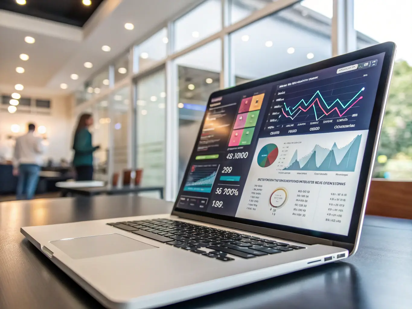 A digital marketing dashboard displays automotive ad campaigns and analytics, illustrating Dual Drive's automotive marketing and advertising expertise.